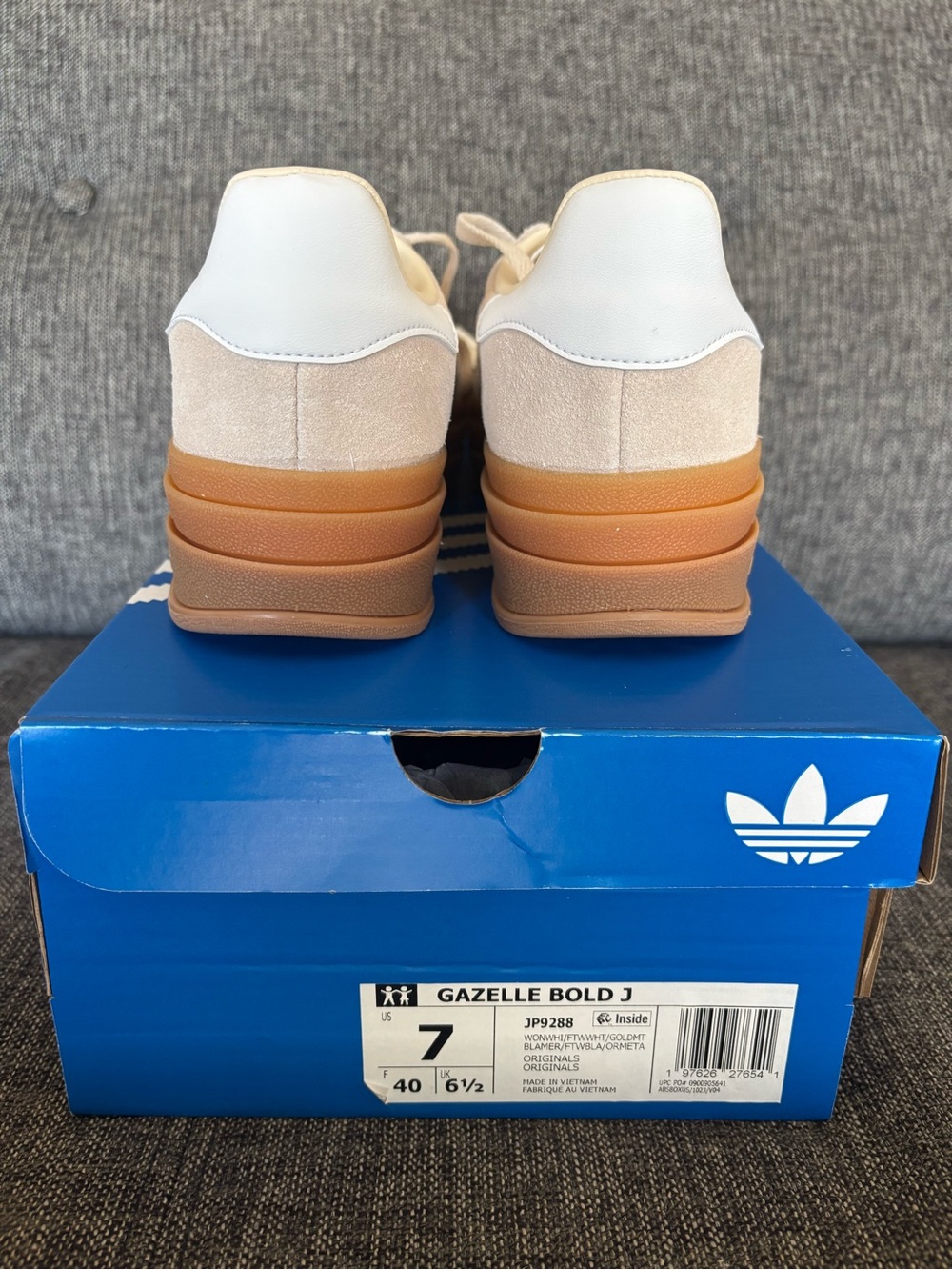 adidas Gazelle Platform Sneakers - Beige & Gumsole - Picture 4 of 5